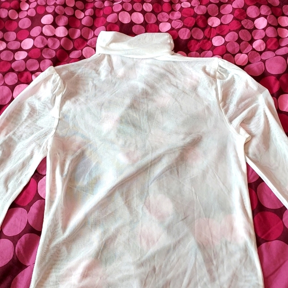 Shein Small White Mesh High Neck Shirt